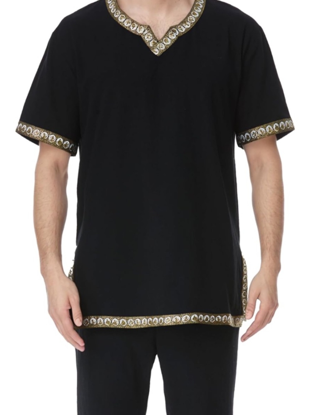 Amazon Black Short-Sleeve Shirt with Gold Trim